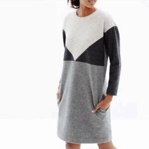 Madewell Colorblock Long Sleeve Dress - Gray and Black